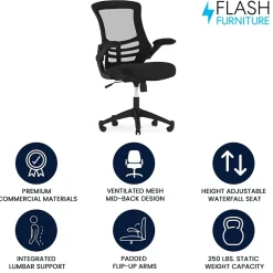 Best Kelista Ergonomic Mesh Swivel Mid-Back Task Office Chair, Black (BLX5MBK) Office Chairs