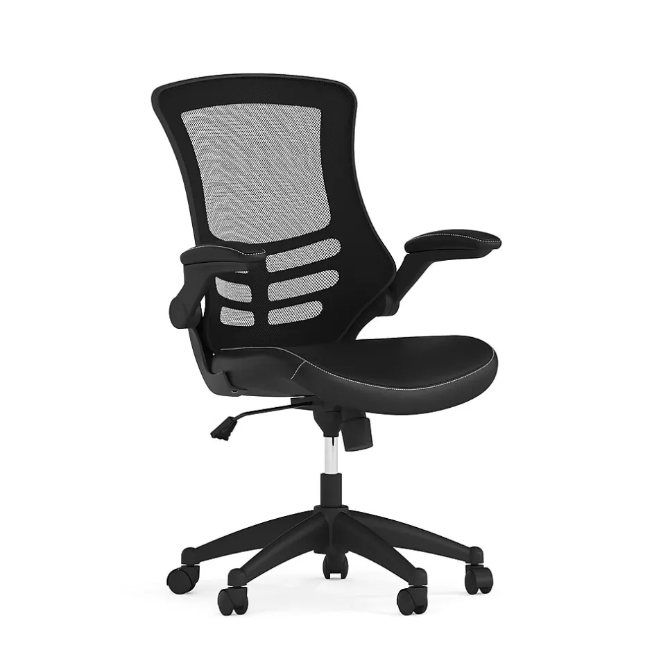 Online Kelista Ergonomic LeatherSoft/Mesh Swivel Mid-Back Task Office Chair, Black (BLX5MLEA) Office Chairs