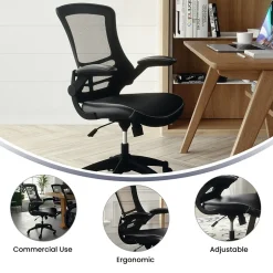Online Kelista Ergonomic LeatherSoft/Mesh Swivel Mid-Back Task Office Chair, Black (BLX5MLEA) Office Chairs