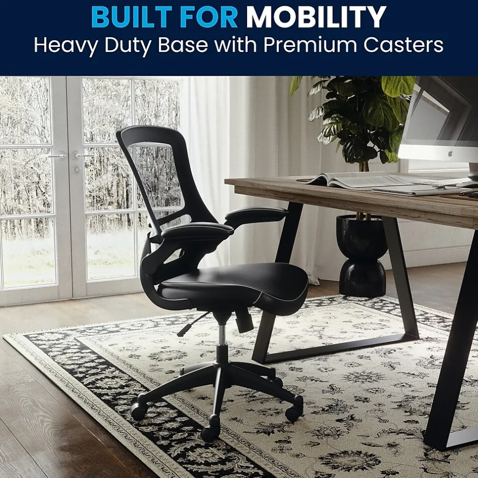 Online Kelista Ergonomic LeatherSoft/Mesh Swivel Mid-Back Task Office Chair, Black (BLX5MLEA) Office Chairs