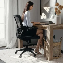 Online Kelista Ergonomic LeatherSoft/Mesh Swivel Mid-Back Task Office Chair, Black (BLX5MLEA) Office Chairs