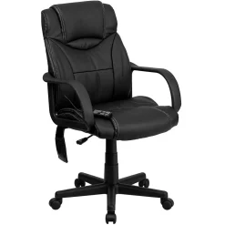 Laverne Ergonomic LeatherSoft Swivel Mid-Back Massaging Executive Office Chair, Black (BT2690P) Office Chairs