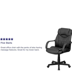 Laverne Ergonomic LeatherSoft Swivel Mid-Back Massaging Executive Office Chair, Black (BT2690P) Office Chairs