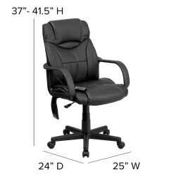 Laverne Ergonomic LeatherSoft Swivel Mid-Back Massaging Executive Office Chair, Black (BT2690P) Office Chairs