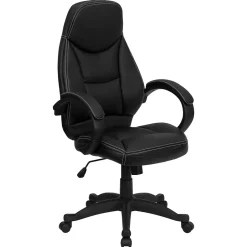 Sale Leonard Ergonomic LeatherSoft Swivel High Back Executive Office Chair, Black (HHLC0005HI1B) Office Chairs