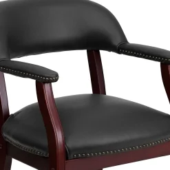 Hot Luxurious Vinyl Conference Chair, Black and Mahogany (BZ105BLK) Office Chairs