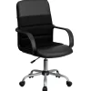 Outlet Manor Ergonomic LeatherSoft/Mesh Swivel Mid-Back Task Office Chair, Black (LFW61B2) Office Chairs