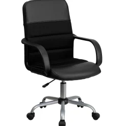 Outlet Manor Ergonomic LeatherSoft/Mesh Swivel Mid-Back Task Office Chair, Black (LFW61B2) Office Chairs