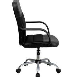 Outlet Manor Ergonomic LeatherSoft/Mesh Swivel Mid-Back Task Office Chair, Black (LFW61B2) Office Chairs