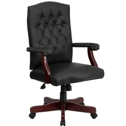 Martha Washington LeatherSoft Swivel Executive Office Chair, Black (801LLF05BKLEA) Office Chairs