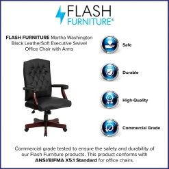 Martha Washington LeatherSoft Swivel Executive Office Chair, Black (801LLF05BKLEA) Office Chairs