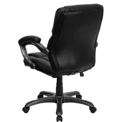 Megan Ergonomic LeatherSoft Swivel Mid-Back Overstuffed Task Office Chair, Black (GO724MBKLEA) Office Chairs