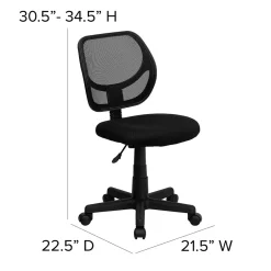 New Neri Armless Ergonomic Mesh Swivel Low Back Task Office Chair, Black (WA3074BK) Office Chairs