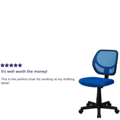 New Neri Armless Ergonomic Mesh Swivel Low Back Task Office Chair, Blue (WA3074BL) Office Chairs