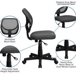 Best Neri Armless Ergonomic Mesh Swivel Low Back Task Office Chair, Gray (WA3074GY) Office Chairs