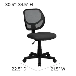 Best Neri Armless Ergonomic Mesh Swivel Low Back Task Office Chair, Gray (WA3074GY) Office Chairs