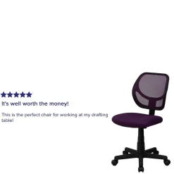Best Neri Armless Ergonomic Mesh Swivel Low Back Task Office Chair, Purple (WA3074PUR) Office Chairs