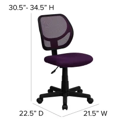 Best Neri Armless Ergonomic Mesh Swivel Low Back Task Office Chair, Purple (WA3074PUR) Office Chairs