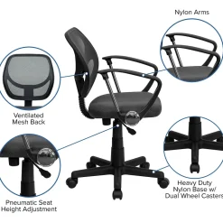 Discount Neri Ergonomic Mesh Swivel Low Back Task Office Chair, Gray (WA3074GYARM) Office Chairs