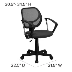 Discount Neri Ergonomic Mesh Swivel Low Back Task Office Chair, Gray (WA3074GYARM) Office Chairs