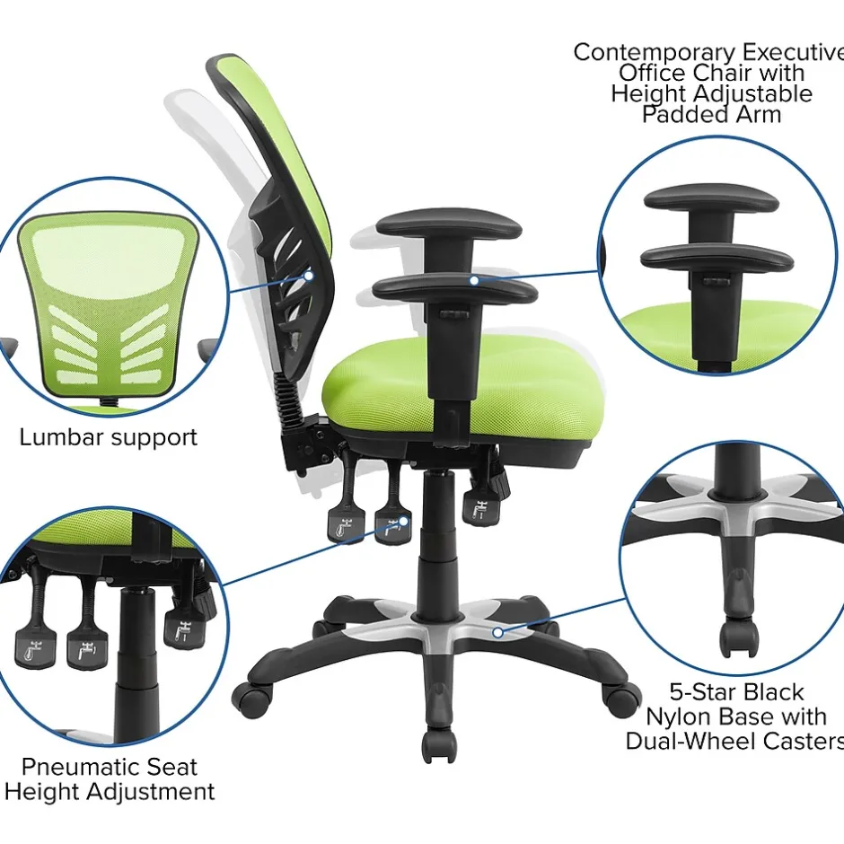 Online Nicholas Ergonomic Mesh Swivel Mid-Back Multifunction Executive Office Chair, (HL0001GN) Ergonomic Chairs