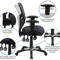 Sale Nicholas Ergonomic Mesh Swivel Mid-Back Multifunction Executive Office Chair, (HL0001DKGY) Ergonomic Chairs