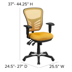 Outlet Nicholas Ergonomic Mesh Swivel Mid-Back Multifunction Executive Office Chair, (HL0001YEL) Ergonomic Chairs