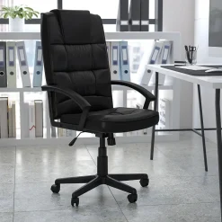 Nora LeatherSoft Swivel High Back Executive Office Chair, Black (GO7102) Office Chairs