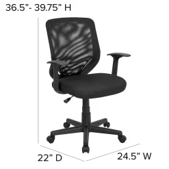 Outlet Norris Ergonomic Mesh Swivel Mid-Back Tapered Back Task Office Chair, Black (LFW95ABK) Office Chairs