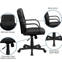Hot Paulson Vinyl Swivel Mid-Back Executive Office Chair, Black (H8020) Office Chairs