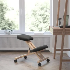 Posey Armless Ergonomic Fabric/Wood Mobile Kneeling Office Chair, Black (WLSB210) Office Chairs