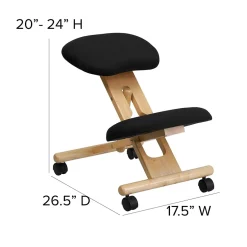 Posey Armless Ergonomic Fabric/Wood Mobile Kneeling Office Chair, Black (WLSB210) Office Chairs