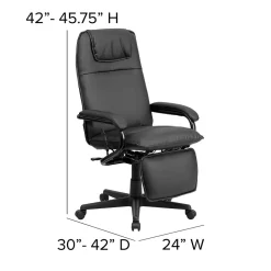 Outlet Robert Ergonomic LeatherSoft Swivel High Back Executive Reclining Office Chair, Black (BT70172BK) Office Chairs
