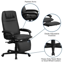 Outlet Robert Ergonomic LeatherSoft Swivel High Back Executive Reclining Office Chair, Black (BT70172BK) Office Chairs
