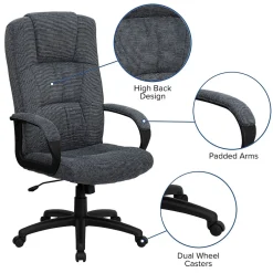 Online Rochelle Fabric Swivel High Back Executive Office Chair, Gray (BT9022BK) Office Chairs