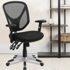 Best Sam Ergonomic Mesh Swivel Mid-Back Multifunction Task Office Chair, Black (GOWY89) Office Chairs