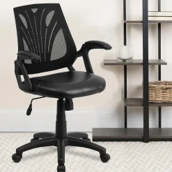 Online Sam Ergonomic LeatherSoft/Mesh Swivel Mid-Back Task Office Chair, Black (GOWY82LEA) Office Chairs