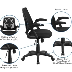 Online Sam Ergonomic Mesh Swivel Mid-Back Task Office Chair, Black (GOWY82) Office Chairs
