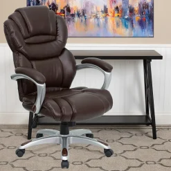 New Stella Ergonomic LeatherSoft Swivel High Back Executive Office Chair, Brown (GO901BN) Office Chairs