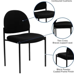 Best Tania Fabric Stackable Side Reception Chair, Black (BT5151BK) Folding & Stacking