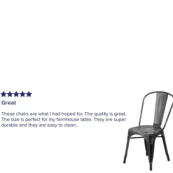 Clearance Tenley Metal Stacking Chair, Distressed Black (ET3534BK) Folding & Stacking