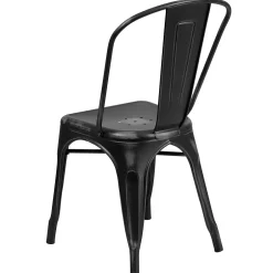 Clearance Tenley Metal Stacking Chair, Distressed Black (ET3534BK) Folding & Stacking
