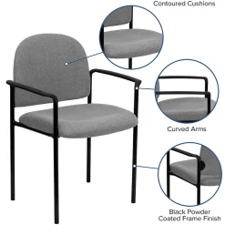 Hot Tiffany Fabric Stackable Side Reception Chair with Arms, Gray (BT5161GY) Folding & Stacking