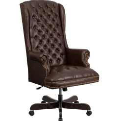 Online Turner Ergonomic LeatherSoft Swivel High Back Fully Tufted Executive Office Chair, Brown (CI360BRN) Office Chairs
