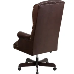 Online Turner Ergonomic LeatherSoft Swivel High Back Fully Tufted Executive Office Chair, Brown (CI360BRN) Office Chairs
