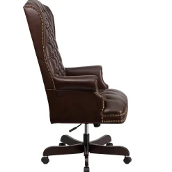 Online Turner Ergonomic LeatherSoft Swivel High Back Fully Tufted Executive Office Chair, Brown (CI360BRN) Office Chairs