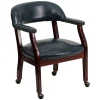 Hot Vinyl Mid Back Luxurious Conference Chair With Casters, Blue Office Chairs