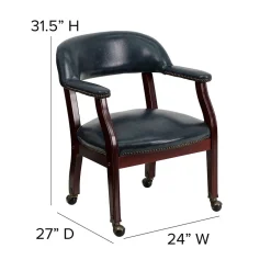 Hot Vinyl Mid Back Luxurious Conference Chair With Casters, Blue Office Chairs