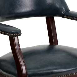 Hot Vinyl Mid Back Luxurious Conference Chair With Casters, Blue Office Chairs