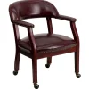 Discount Vinyl Mid Back Luxurious Conference Chair With Casters, Oxblood Office Chairs